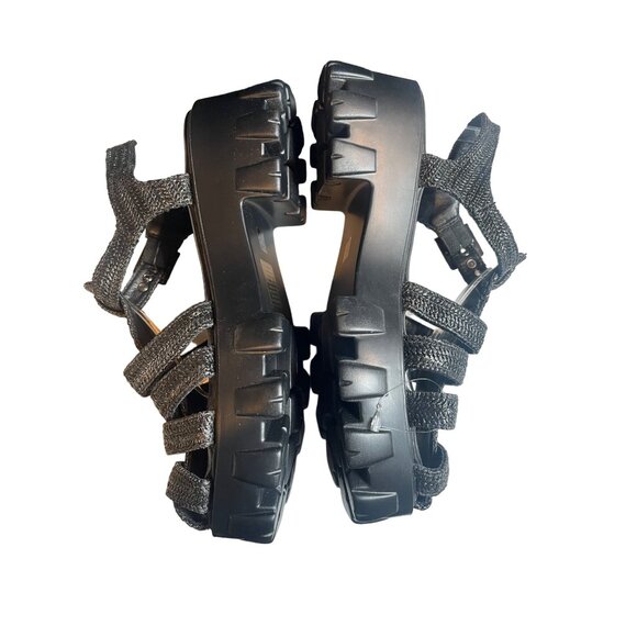 New Cape Robbin Modestia Chunky Black Woven Strap Sandals Women's Size 8 - Picture 4 of 9